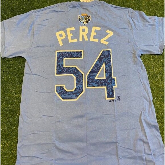 Kansas City Royals shirt mens medium blue All Star Game Chris Perez MLB - Picture 6 of 8